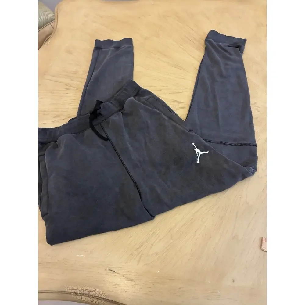 Air Jordan Pants Mens M Grey Dri-Fit Slim Fleece Jogger Charcoal Cozy Gym Casual